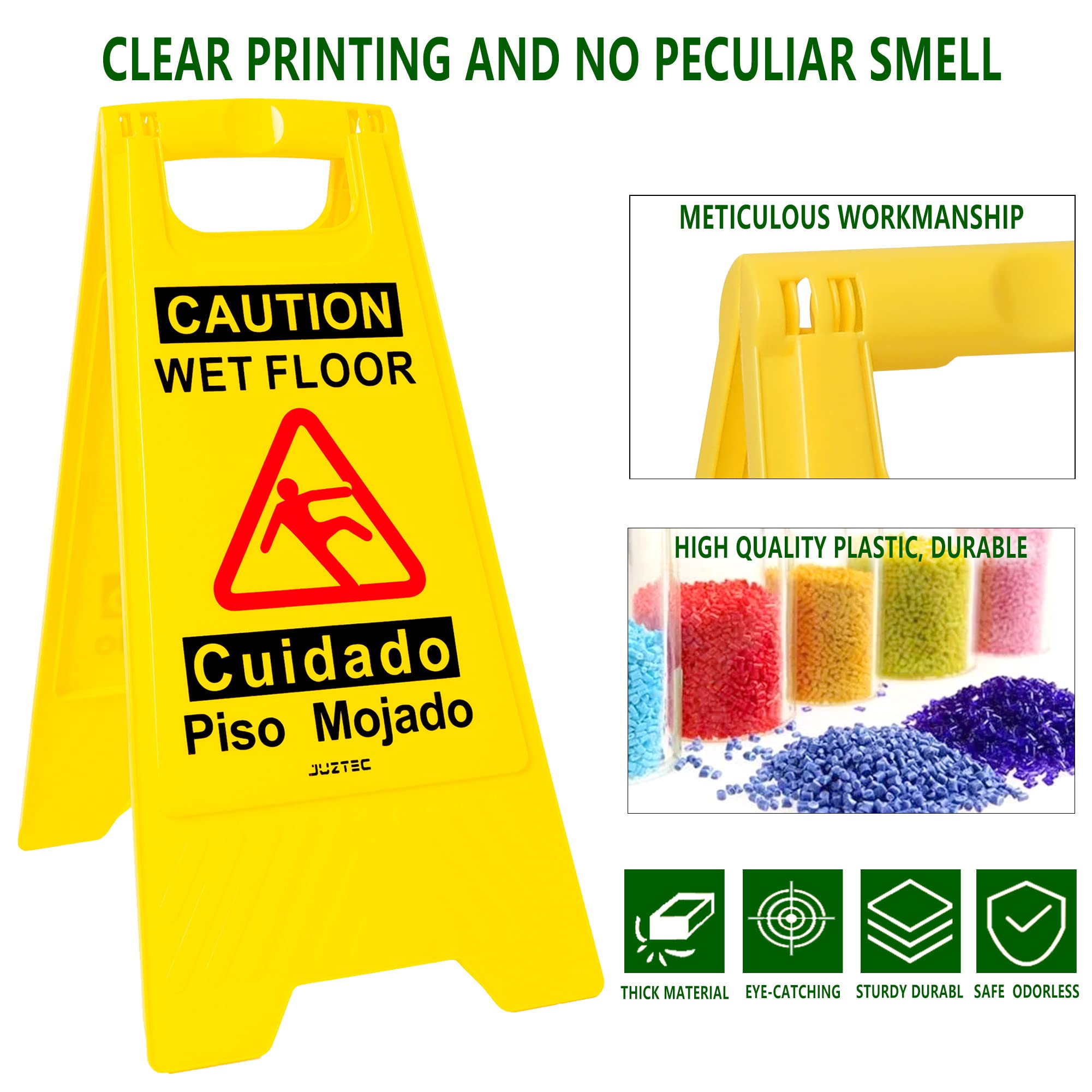 Paquete de 3 señales de advertencia de seguridad para suelo húmedo de precaución, color amarillo brillante para superficies resbaladizas