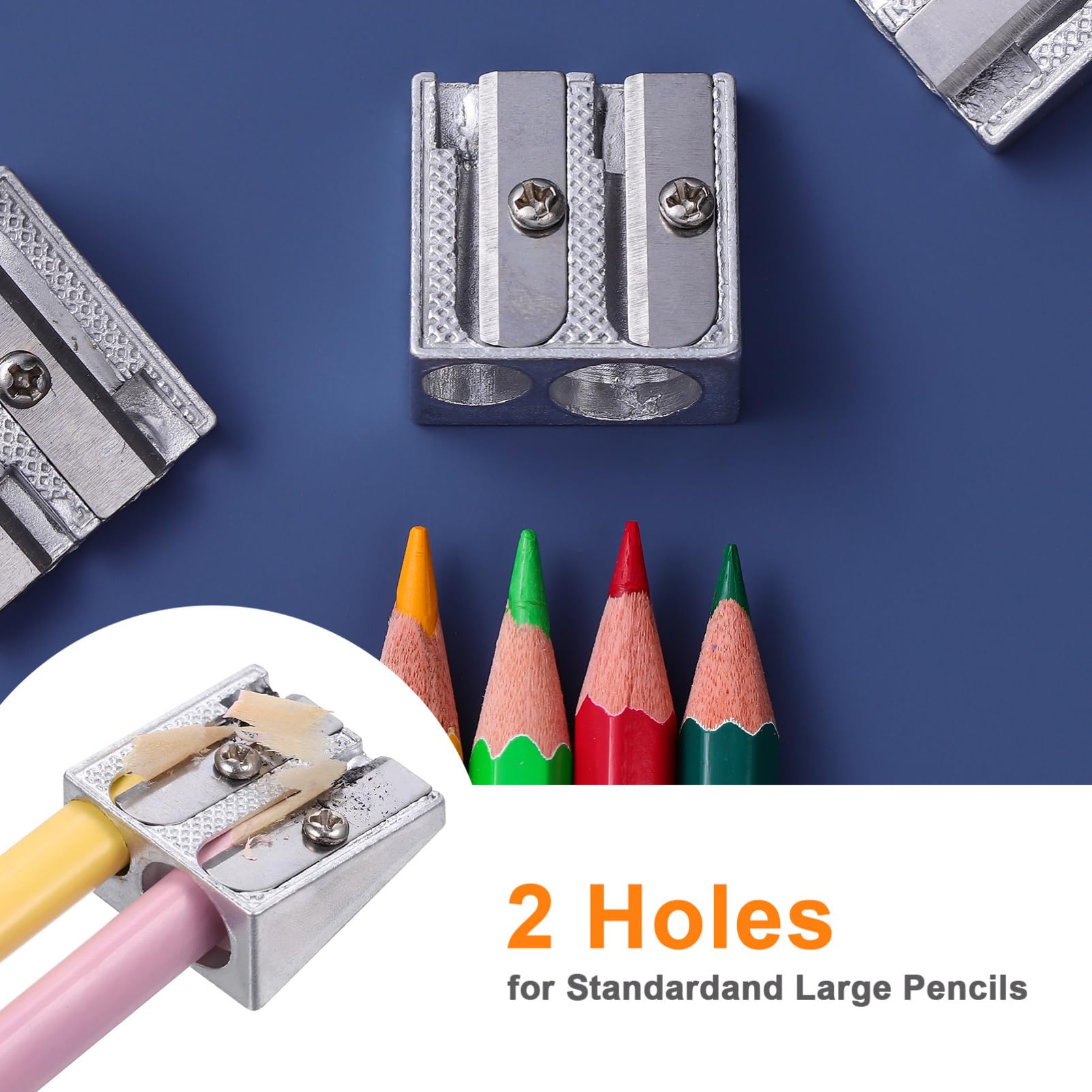 SHINEOFI 80stücke Teiliges Aluminium Double Hole Anspitzer Handheld Bleistift Und Eyeliner-schärfer Kompakte Manuelle Bleistiftspitzer Für Büro Und Schule