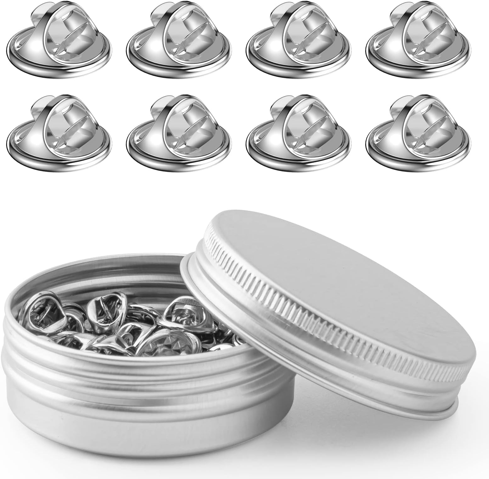 50PCS Metal Locking Pin Backs, Pin Keepers Locking Clasp, Badge Insignia Pin Backs Replacement (Silver)