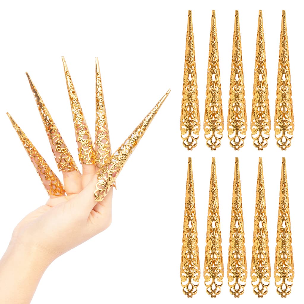Lot de 10 Anneaux de Griffe de Bout D'ongle de Doigt, Accessoire de Décoration D'anneaux D'ongle de Griffe de Doigt de Costume de Reine Antique pour le Spectacle de Danse (yellow Lot de 10 Anneaux de Griffe de Bout D'ongle de Doigt, Accessoire de Décoration D'anneaux D'ongle de Griffe de Doigt de Costume de Reine Antique pour le Spectacle de Danse (yellow