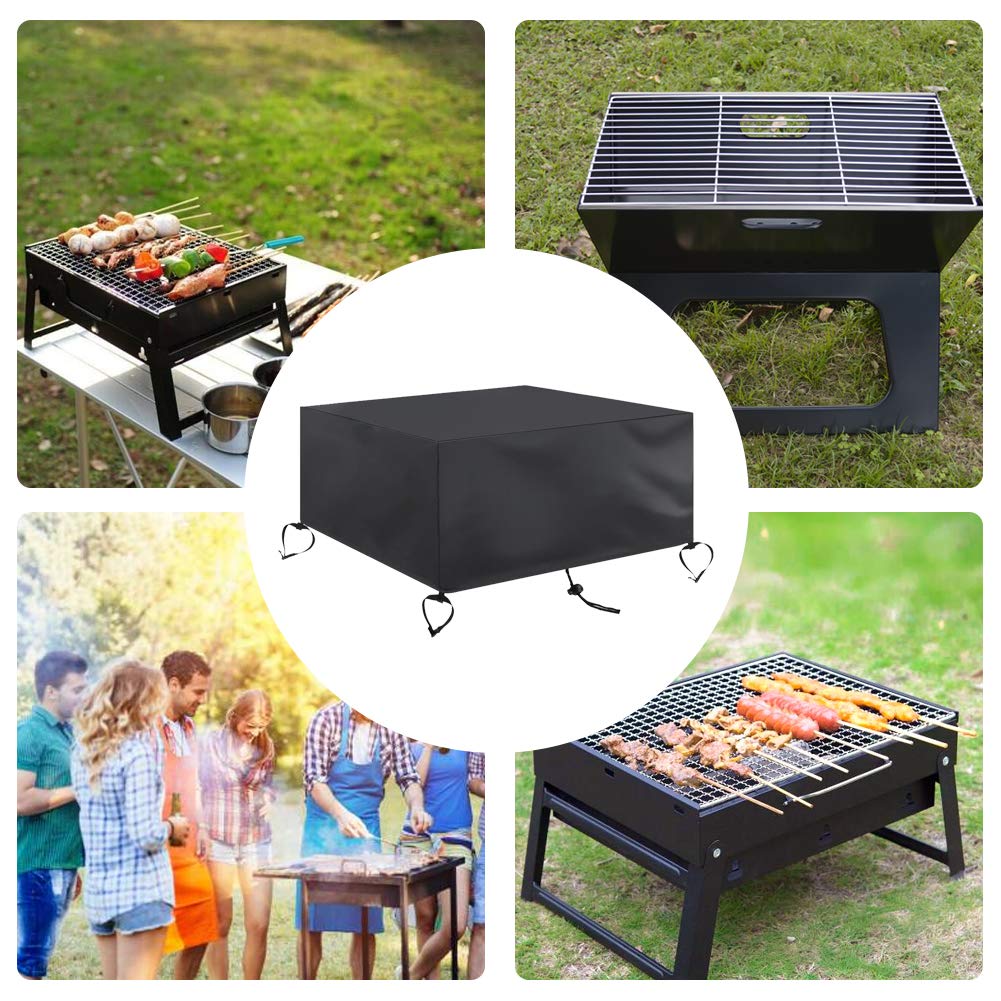 Cubierta para Fogatas Cuadrada Cubierta de Pozo de Fuego Impermeable Anti-UV Cubierta para Hoguera Cuadrada para Jardín Patio Pozo De Fuego Cuadrado V1C06 (84 x 84 x 44cm)