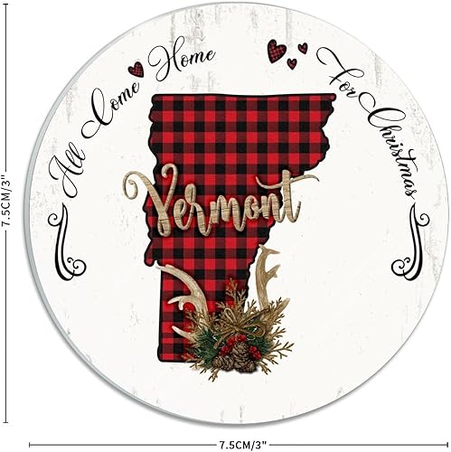 Miniatura 3 de BESTORLOVE All Come Home for Christmas Acrylic Christmas Ornament Vermont State Round Keepsake Traveller Home Decorations Christmas Ornament 3 Inch