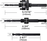 Vista 2 de SDS-Plus - Mandril de sierra de agujero, incluye 2 ejes de sierra de agujero con 3 taladros centrales HSS (M2) de 1/4 de pulgada, 2 llaves