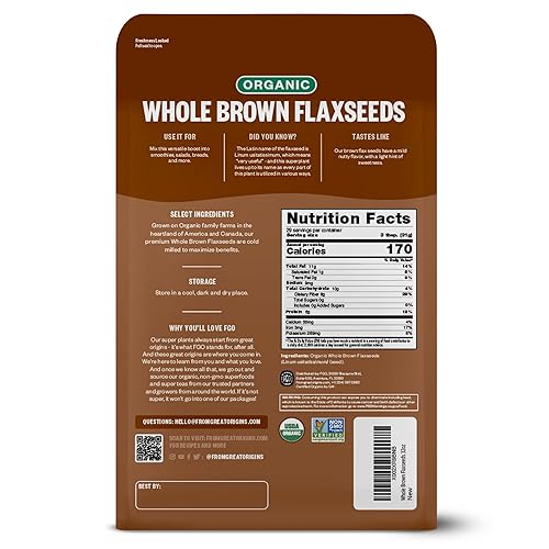 Miniatura 2 de FGO Semillas de lino marrón enteras orgánicas, bolsa resellable a granel de 2 libras  32 onzas, para hornear, cocinar y batidos, germinables,