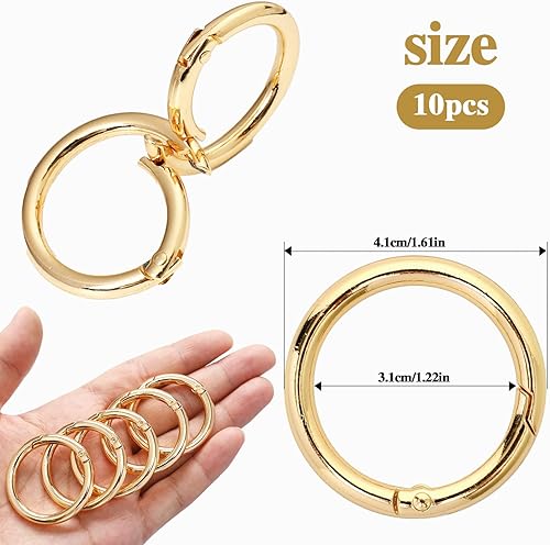 Miniatura 2 de 10 llaveros dorados, clip de anillo tórico, llavero redondo, ganchos a presión, hebillas para llavero, ganchos, clip para llavero, accesorio de