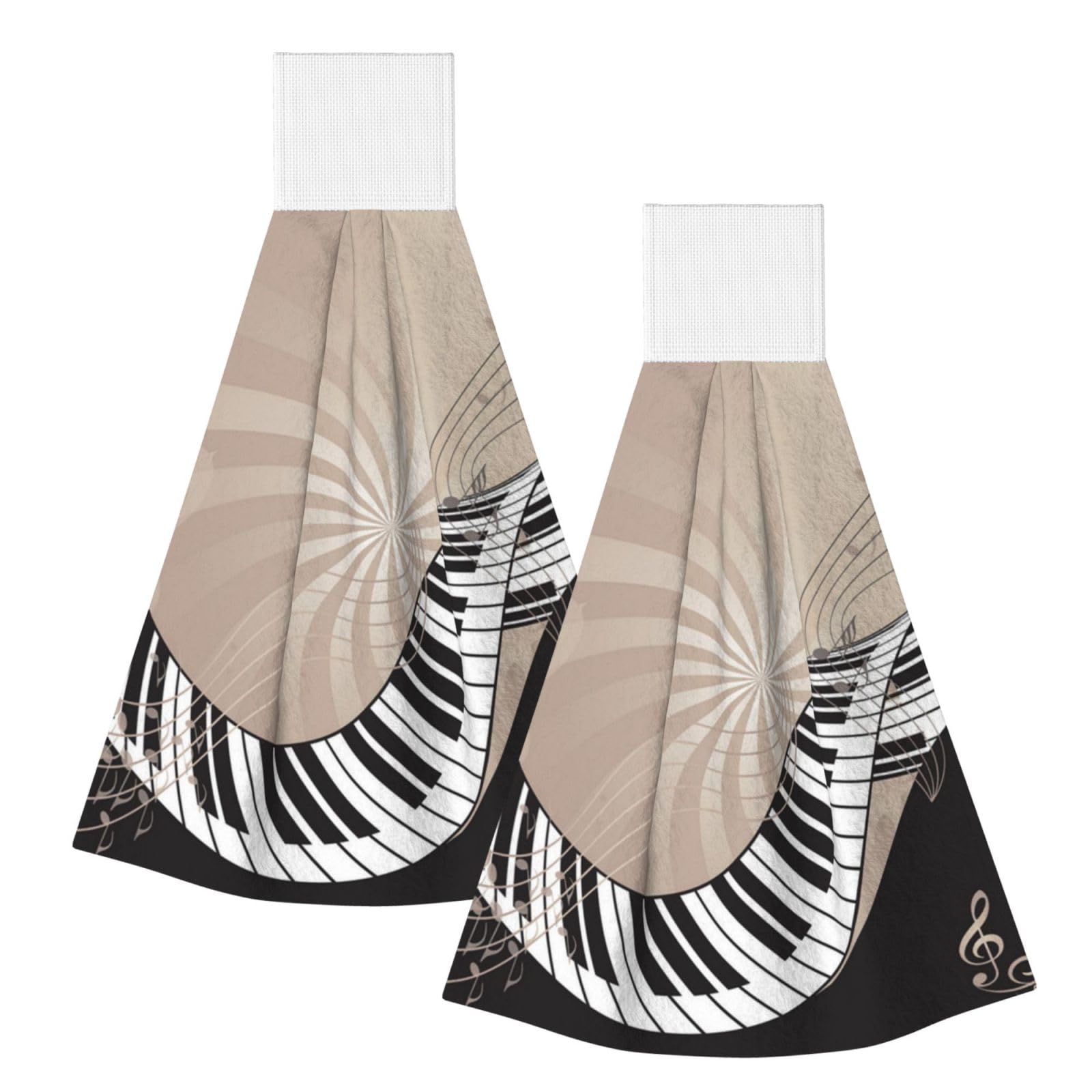 DOPKLNA Piano Keyboard, 2 Pcs Hanging Coral Fiber Hand Towels for Bathroom, Absorbent Kitchen Towels