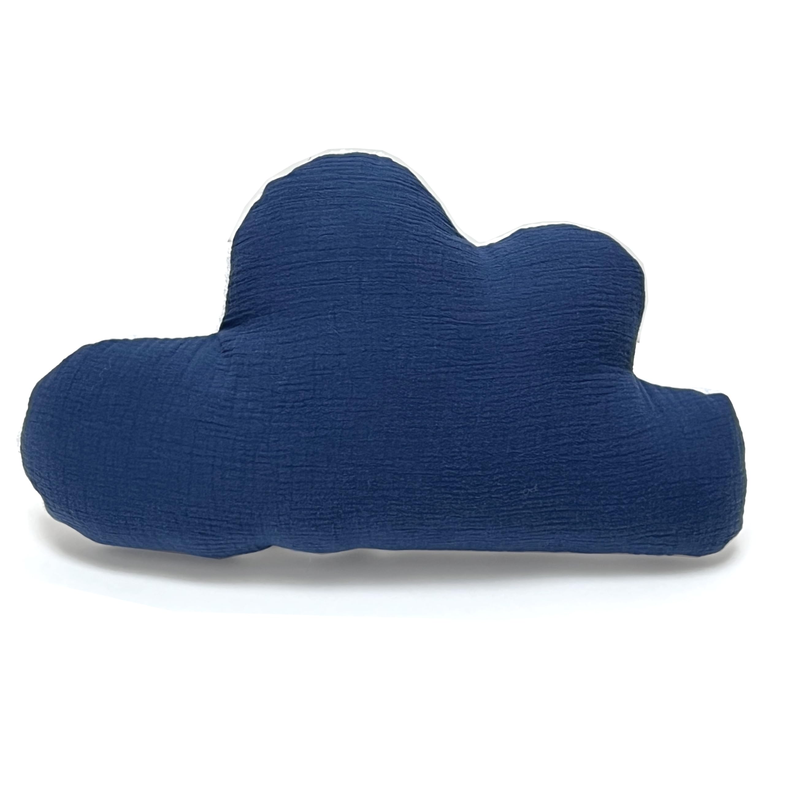 Blausberg Baby - Wolken-Kissen personalisiert, Baby Geschenk mit Name und Geburtsdatum zur Geburt, Taufe - Musselin Marineblau - alle Materialien Oeko-TEX Standard 100 Zertifiziert