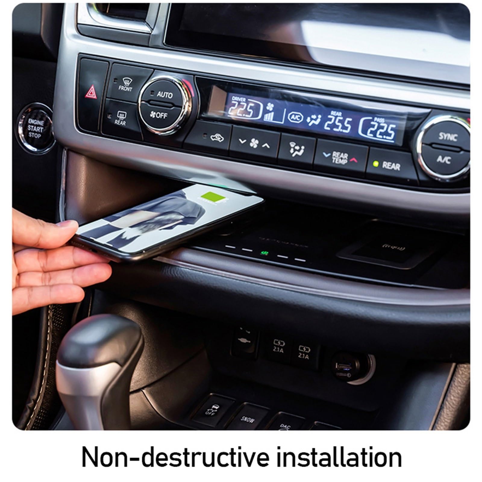 15W bezprzewodowa ładowarka QI samochodowa telefon komórkowy Highlande płytka ładująca akcesoriaUSB, dla Toyota, Highlander 2015-2020 Podwójny adapter ładowarki samochodowej USB