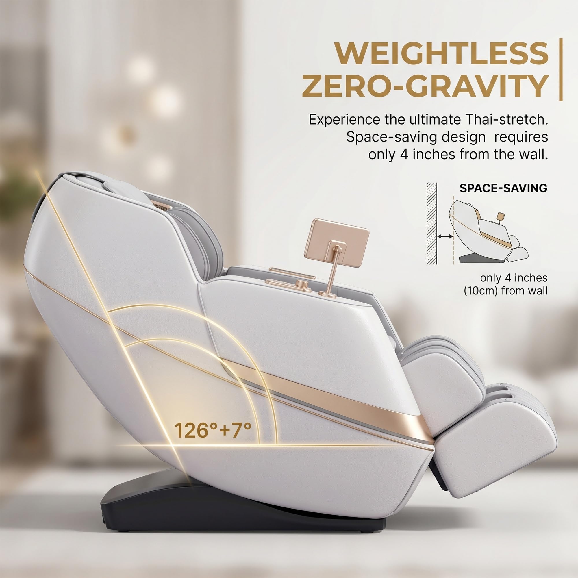 Sillón de Masaje Eléctrico Gravedad Cero con Control por Voz AI, Carril SL, Calor en Espalda y Piernas, Música Bluetooth HiFi, Carga Inalámbrica, 6 Modos(Gray)