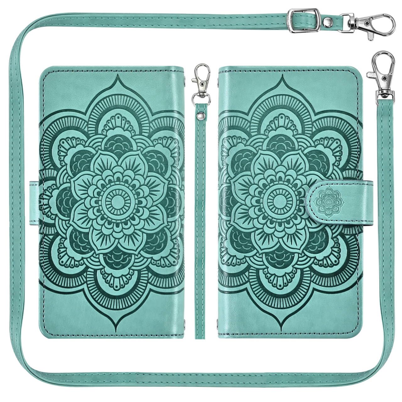 Asuwish Custodia per iPhone 14 da 6,1 pollici con cerniera a portafoglio magnetico con protezione dello schermo in vetro temperato Crossbody cordino cordino fiore titolare della carta iPhone14 5G i
