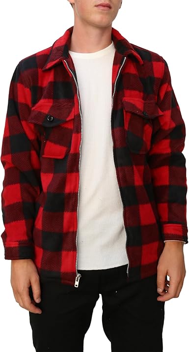 Mens checkered fleece jacket Clearance