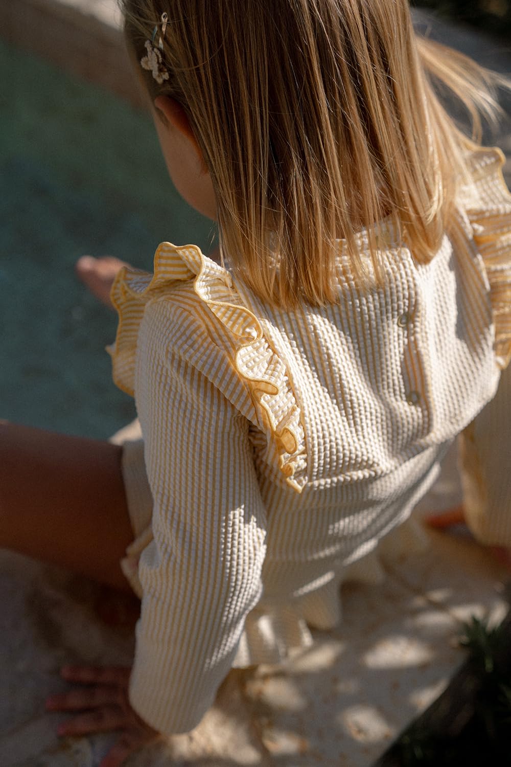 Little Dutch CL25038327 Schwimmshirt mit Rüschen Langarm - Ocean Treasures gelb (Gr. 86/92)