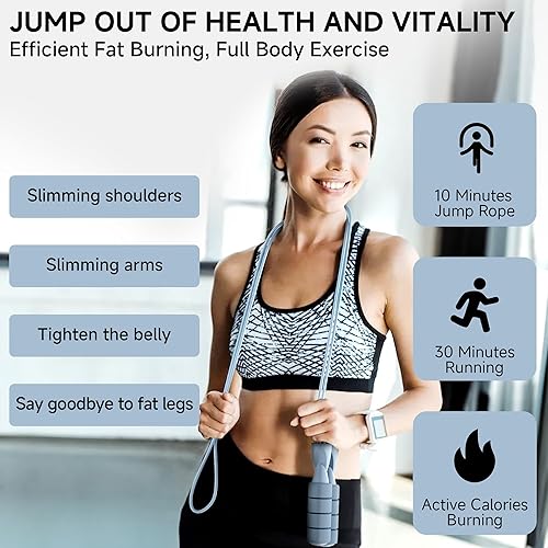 Miniatura 6 de OVICX Cuerdas de saltar para fitness para mujeres, hombres y niños, cuerdas de saltar ajustables sin enredos para entrenamiento con rodamientos de