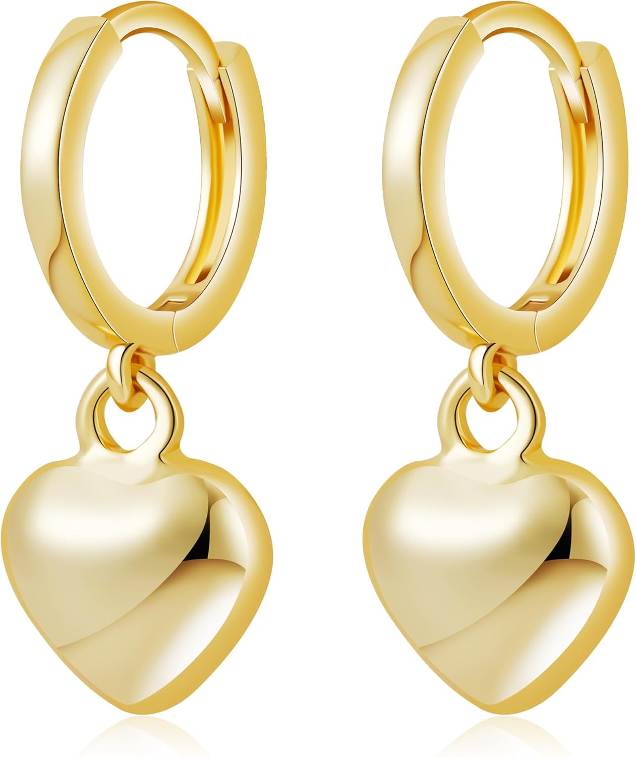 ANGELLIS Heart Hoop Earrings for Women Sterling Silver Posts 14K Gold Plated Hypoallergenic Huggie Hoop Love Dangling Drop Earrings for Jewelry Gifts