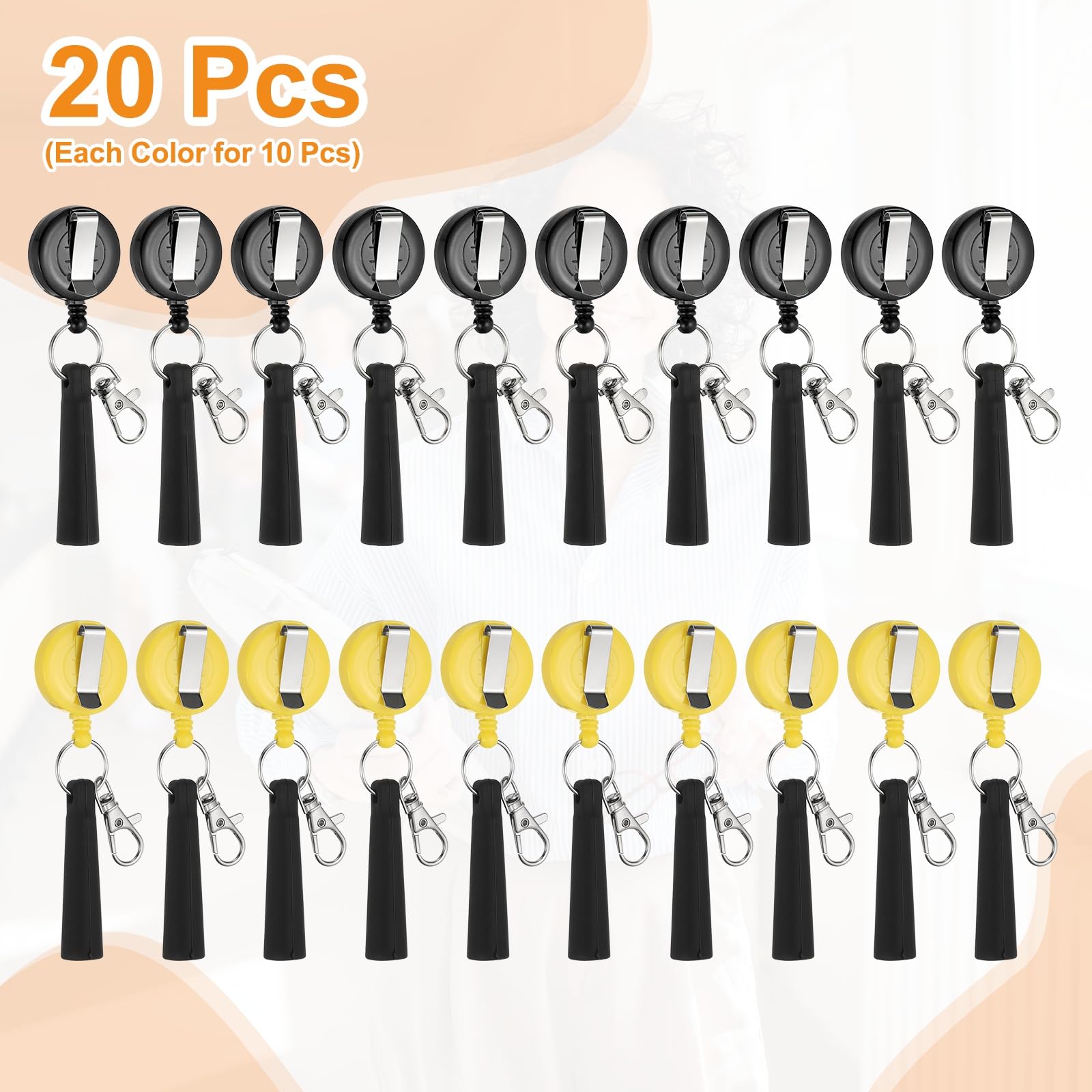 PATIKIL Retractable Pen Holder, 20Pcs Pull Pen Pencil Holder Elastic Silicone Grip Pencil Holder for Woodwork Bricklayer Markers and Carpenter Pencils, Yellow/Black - Image 3