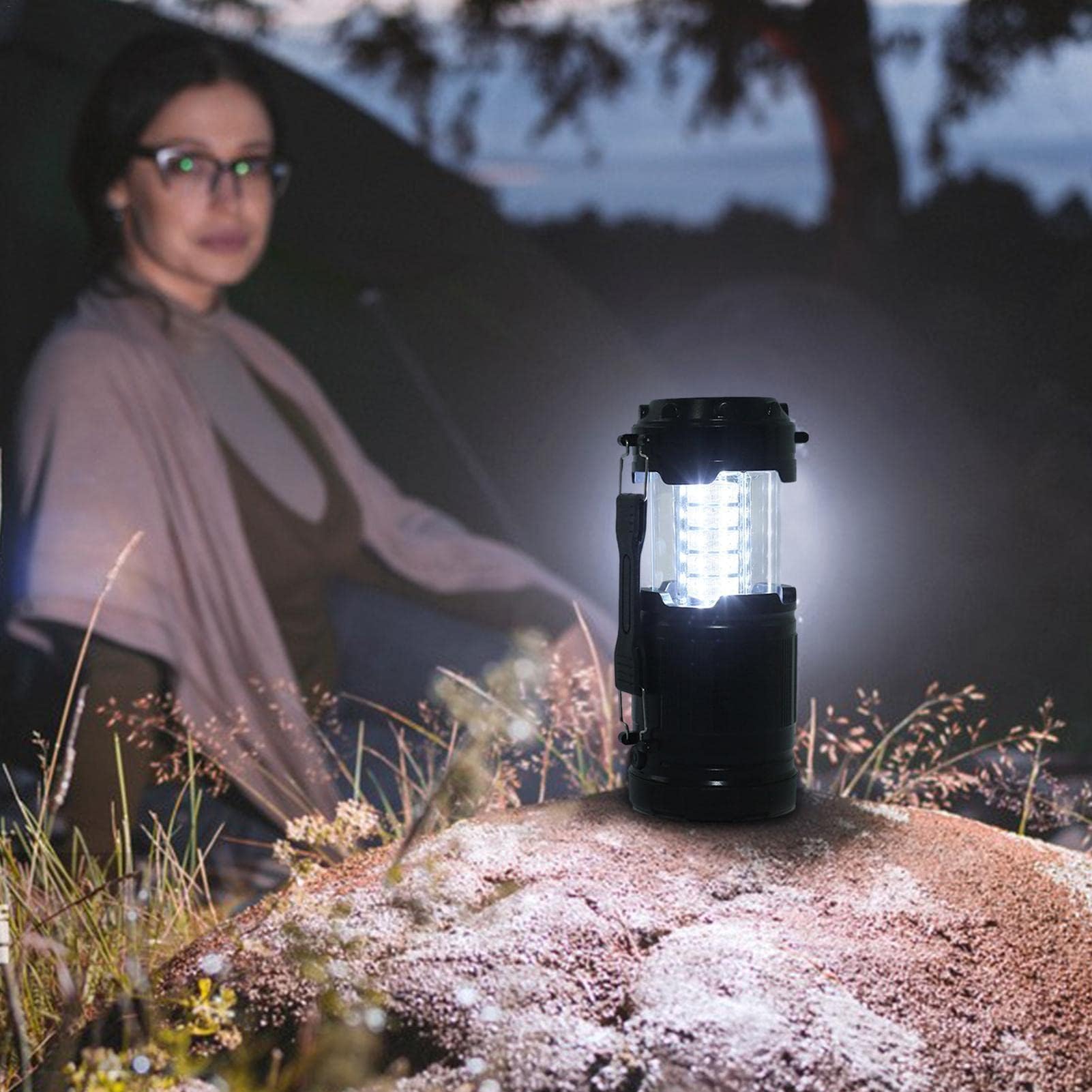 [Paquete de 4] Iluminación de emergencia para cortes de energía | Luz de camping alimentada por pilas | Linterna LED de camping luces de emergencia para el hogar | Lámpara impermeable que funciona con