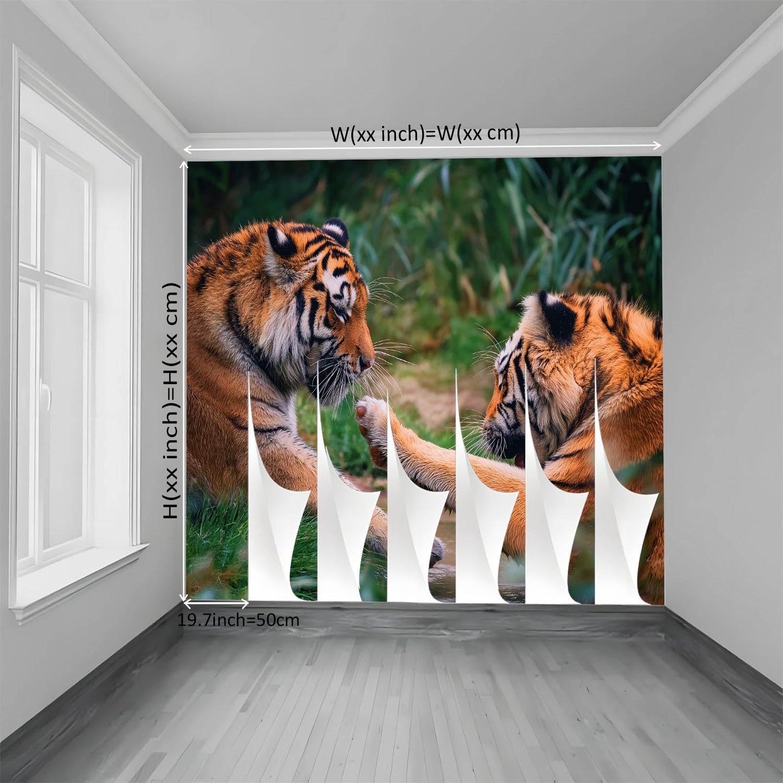 Panoramiczna Fotografia Natura Fotografia Fotografia Muralna, Las Tygrys Włóknina ścienna, 300 x 210 cm (szer. x wys.) Fresk do salonu Dekoracja restauracji do pokoju dziecięcego