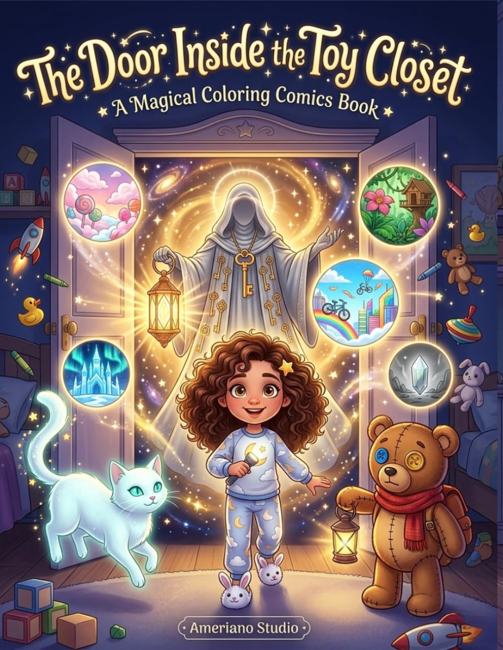 The Door Inside the Toy Closet - A Comic Adventure Coloring Book: A Magical Adventure Comic Coloring Book for Kids-Color Exciting Story Scenes and Bring the Adventure to Life with Your Own Imagination