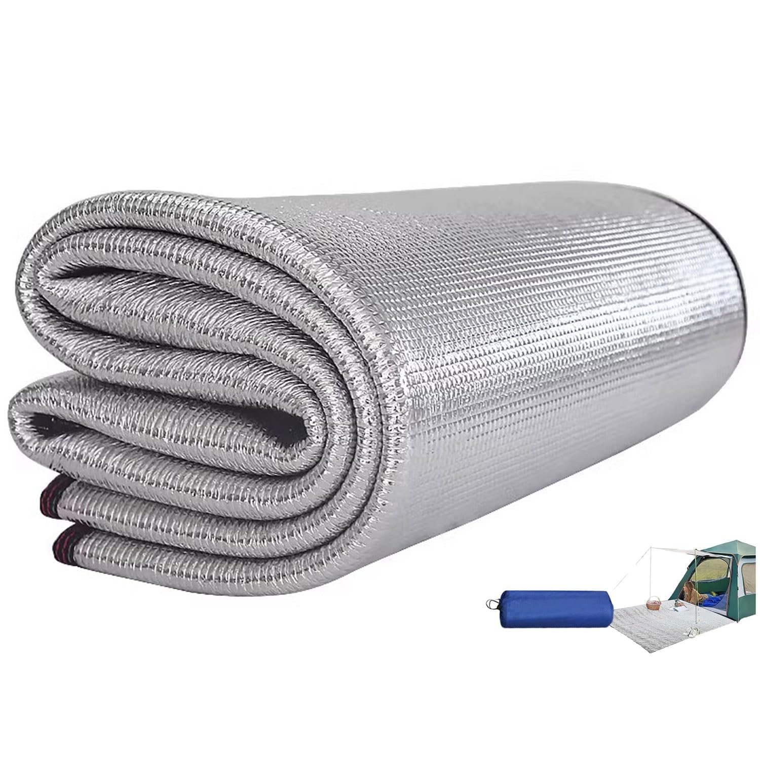 Esterilla de Camping de Aluminio, Colchoneta Plegable for Acampar, Aislante de Aluminio, de Espuma EPE de 7 mm de Grosor, Varios tamaños, con Bolsa de Almacenamiento.