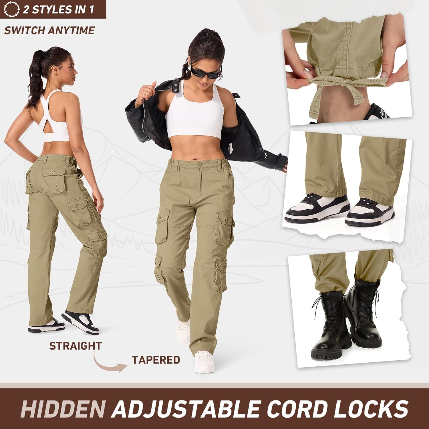 Womens Cargo Pants with Pockets, Women's Casual Military Army Hiking Combat Tactical Work Pants Trousers