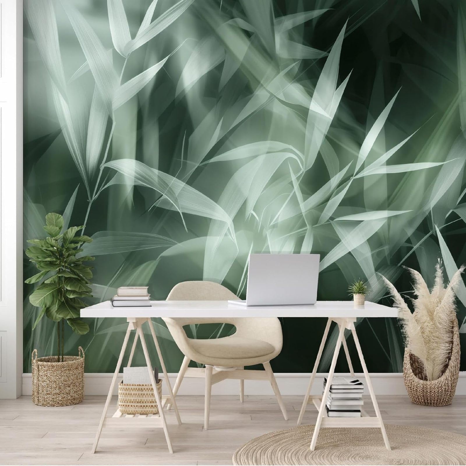 Kfjhgbdshhj 3D Mural Photo Mural-Wallpaper Leaves - For Living Room Bedroom - 3D Effect Tropical Botanical Nature,200Cmx140cm Poster - Wall Sticker - Frameless Picture