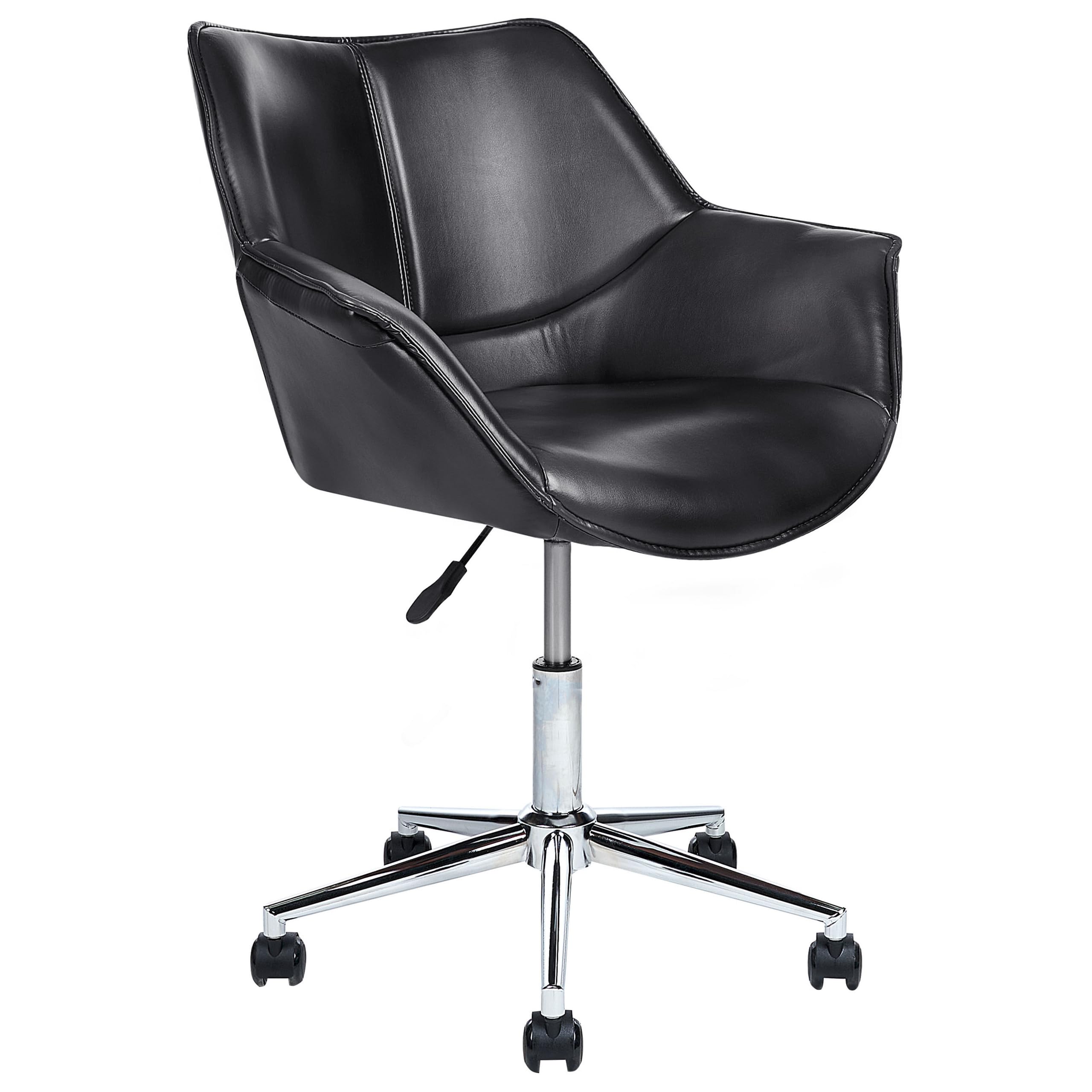 Beliani Élégant Fauteuil de Bureau Pivotant à Hauteur Réglable en Cuir PU Noir Newdale