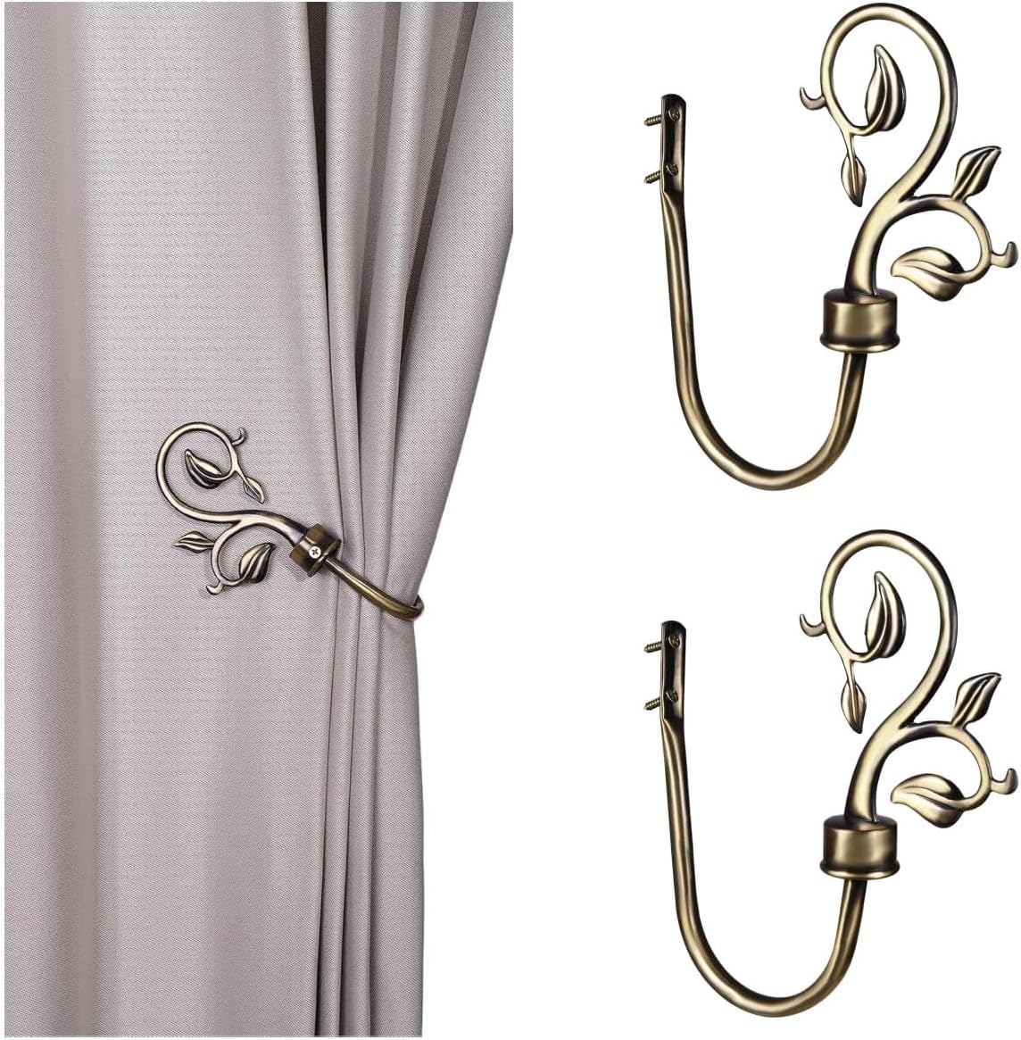 SUQ I OME Leaf Shaped Curtain Holdbacks, Bronze, 1 Pair