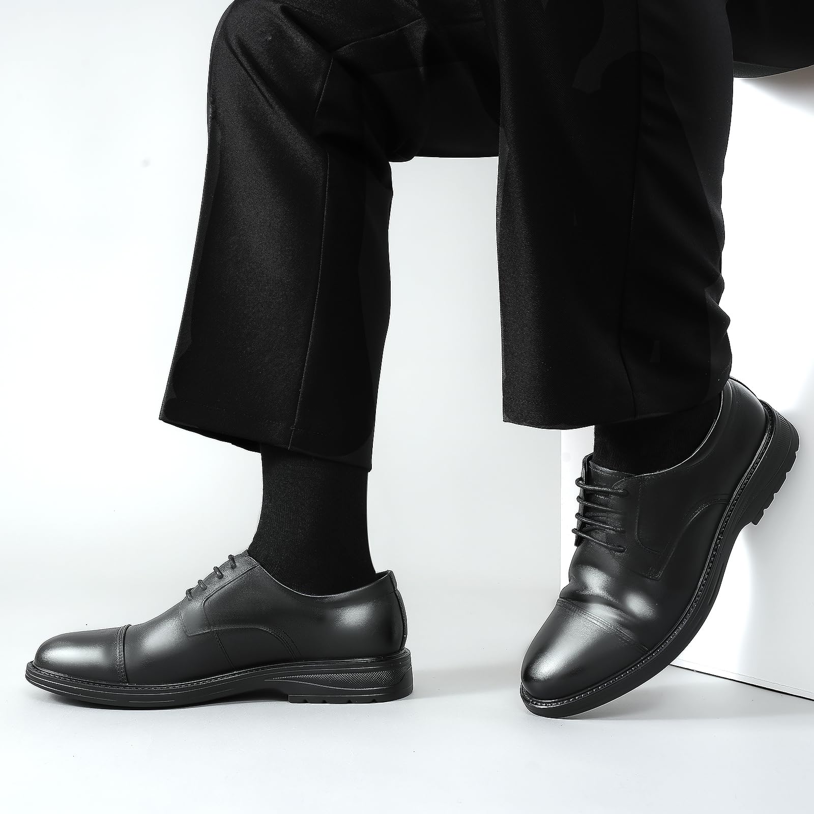 6/10 Pairs Mens Black Socks, Breathable Causal Cotton Socks Men Multipack, Soft Smart Dress Sock with Reinforced Heel & Toe, Suitable for Work and Daily Wear - 4