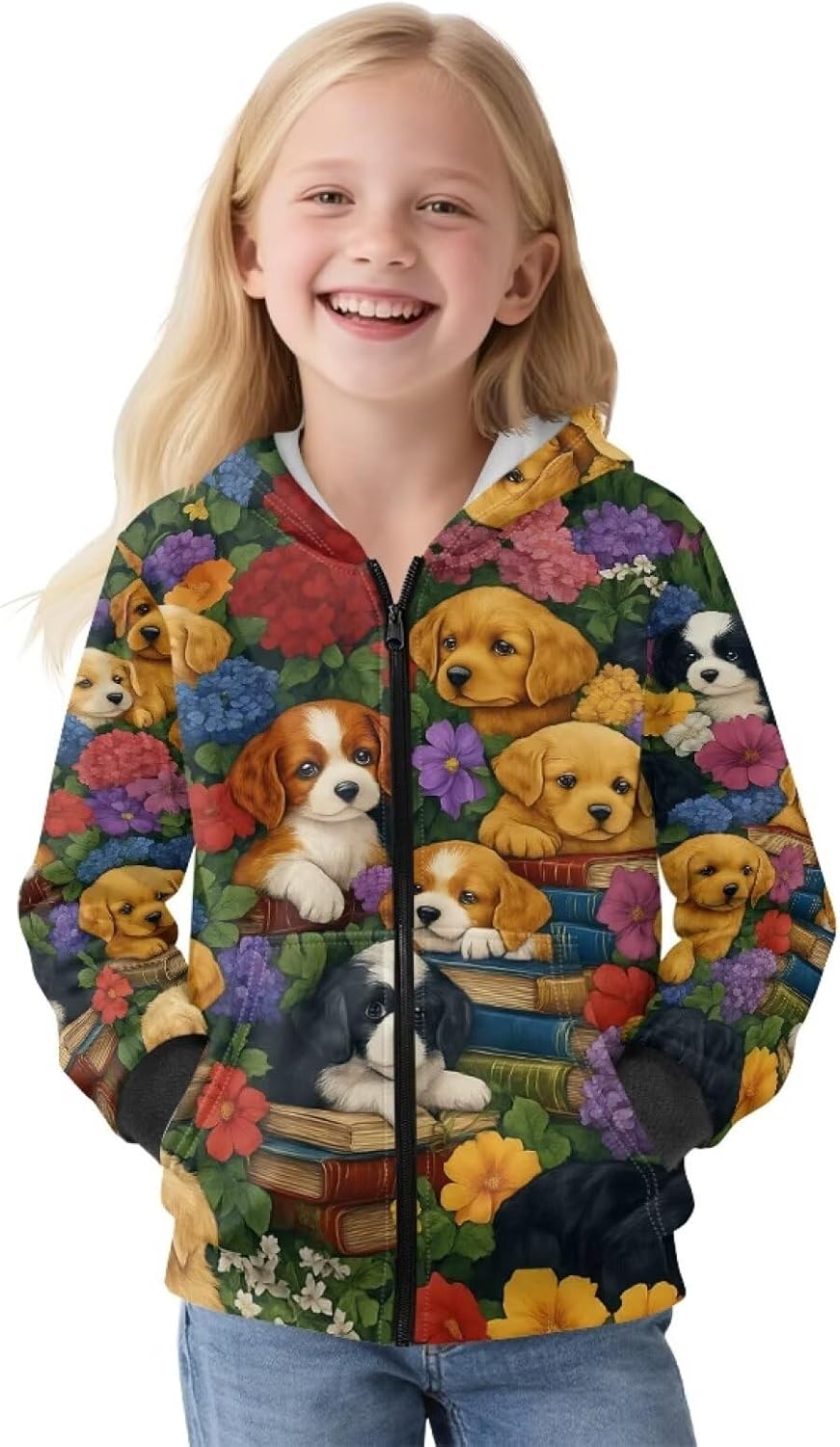 Fall Jackets for Girls Zip Up Hoodie Casual Outfits Kids Hooded Sweatshirt Winter Outerwear 6-16 Years
