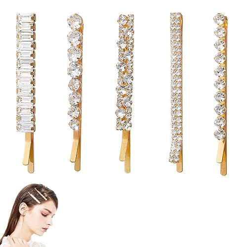 5 pines de cristal para el cabello con diamantes de imitación pasadores de metal brillante accesorios para el cabello para mujeres