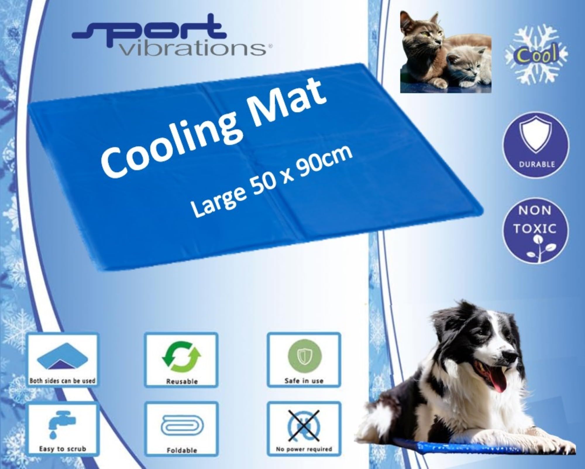 Tappetino refrigerante (Large 50 x 90 cm) per cani e gatti – Autoraffreddante, atossico, durevole e resistente ai graffi – rigenerazione automatica della funzione di raffreddamento