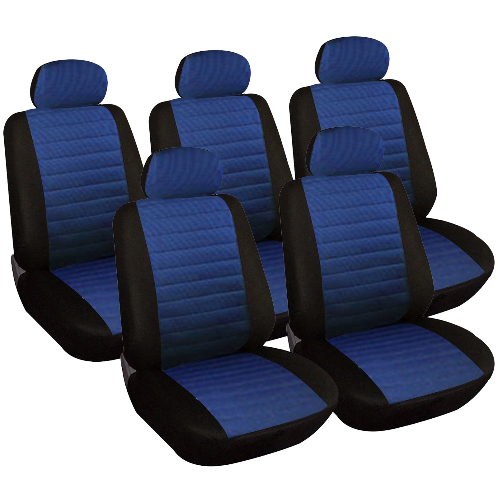 Set Coprisedili Auto 5 Posti - Tessuto Poliestere Elasticizzato - Blu - Protezione E Comfort - Foto 4