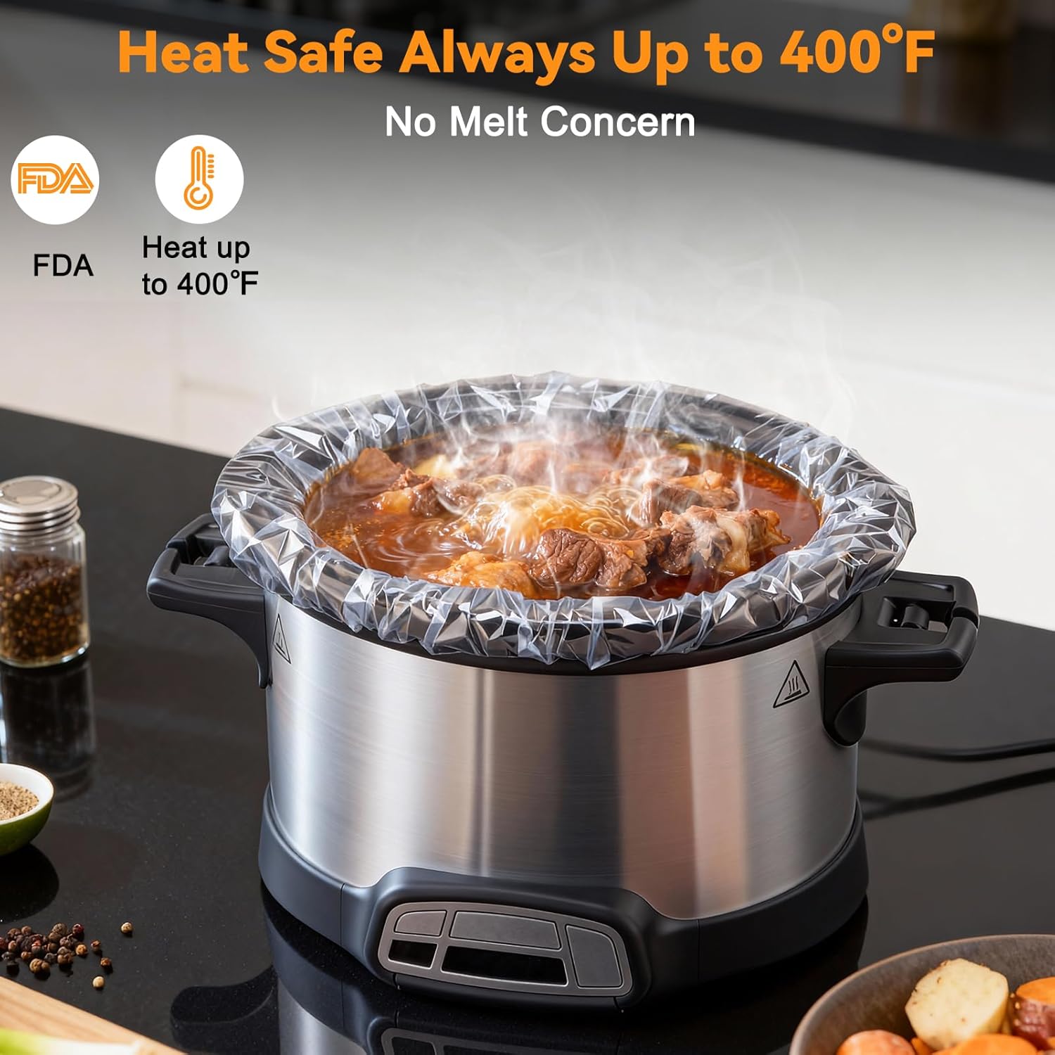 Slow Cooker Liners 13”x21”, Large Size Disposable Cooking Bags, BPA-Free Pot Liners Fit 3–8 Quart slow cooker pot, Suitable for Oval & Round Slow Cooker, 20 Count - Image 5