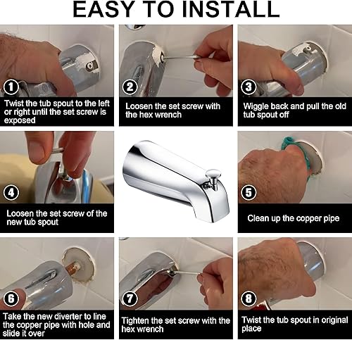 Miniatura 7 de Enhon Boquilla desviadora deslizante compatible con Kohler GP85556, boquilla de repuesto para grifo de bañera de baño compatible con tubo de agua de