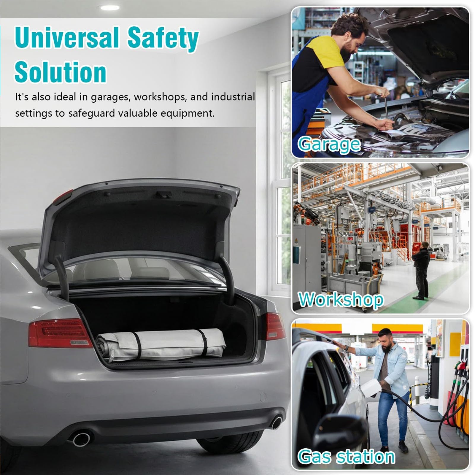 Manta ignífuga para automóviles, Manta extintora de Emergencia Accidentes en vehículos eléctricos o Combustible, supresión Incendios y Calor Incluye Bolsa Almacenamiento(3mx4m)