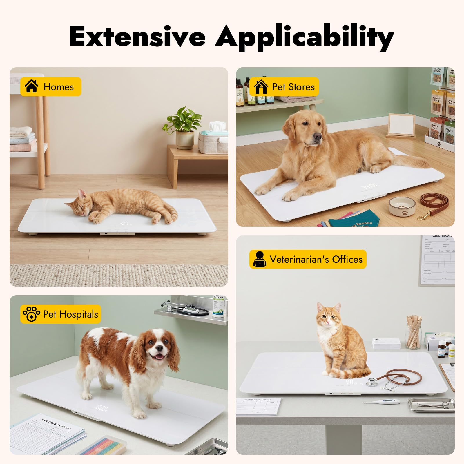 Bilancia digitale per animali domestici per cani e gatti, bilancia per cani fino a 100 kg, versione ricaricabile, 3 modalità di pesatura libbre, kg, h, precisione 10 g, 69 x 33 cm, per uso domestico