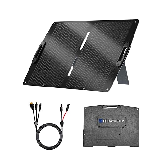 ECO-WORTHY 100W Portable Solar Panel, Foldable Solar Panel Kit with Adjustable Kickstand for Power Station Camping RV Travel Trailer