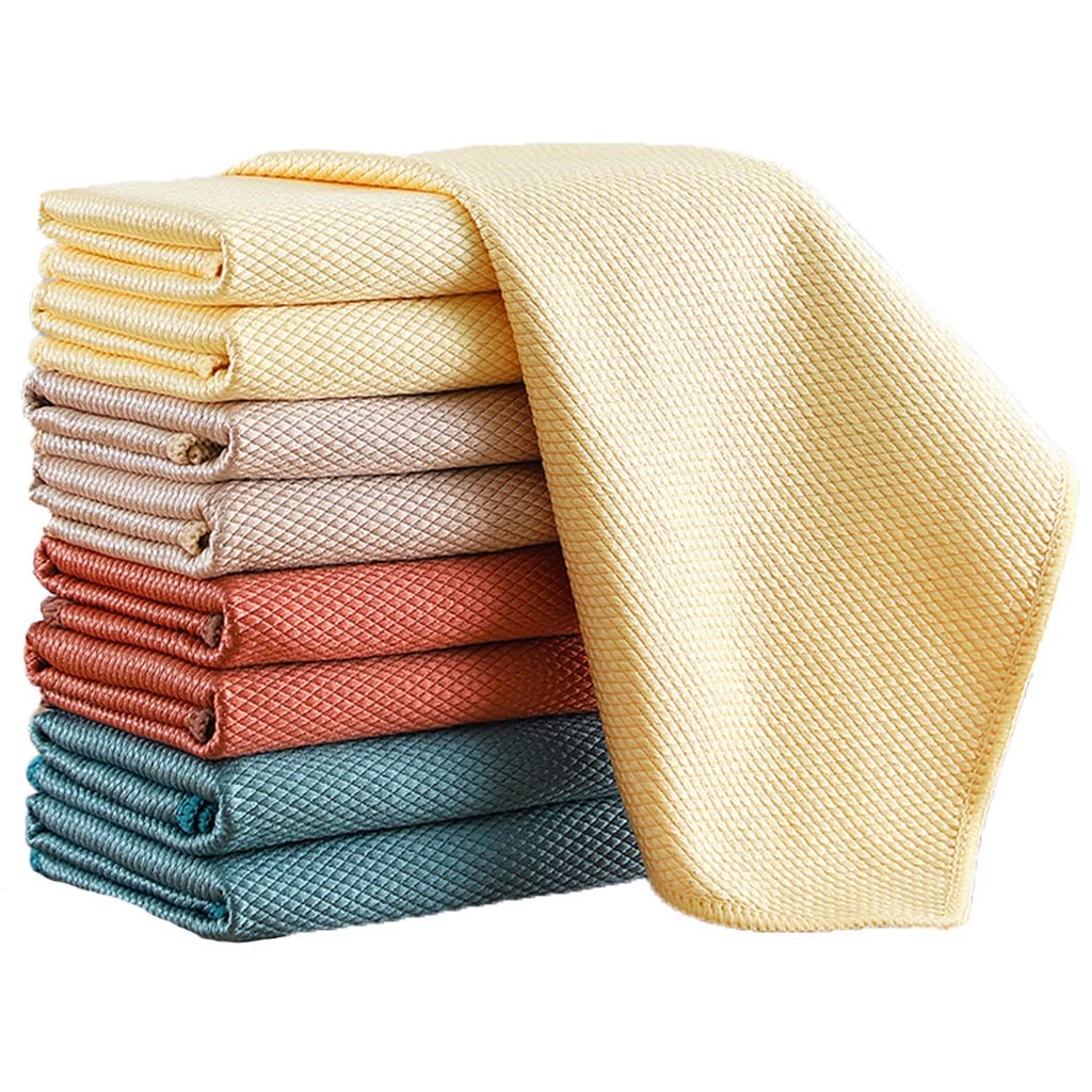 Mikrofaser-Reinigungstuch, Reinigungstuch, 10er-Pack Mikrofaser-Reinigungstücher mit Fischschuppenmotiv, for Küche/Bad/Büro, super saugfähig und leicht zu reinigen