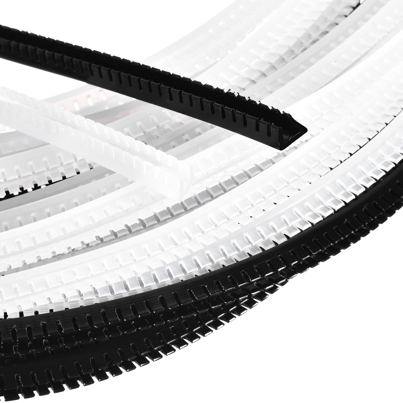sourcing map 2Pcs U-Shaped Grommet Edging Trim, Fits 2.7-3.2mm Thickness 33ft Sharp Edge Protectors Push-in Toothed Cable Grommet for Steel Glass Plastic Wood Panel Electrical Wire, Black/White