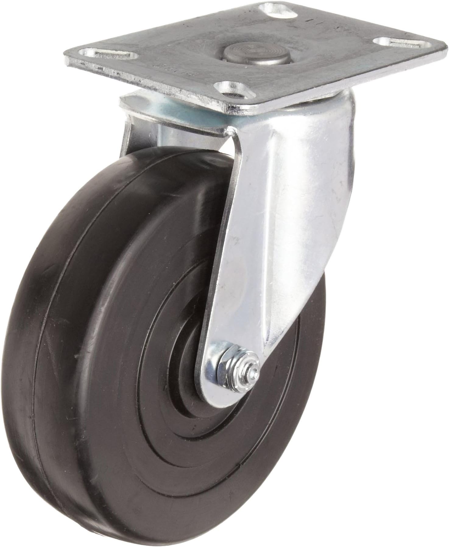 E.R. Wagner Plate Caster, Swivel, Soft Rubber Wheel, Delrin