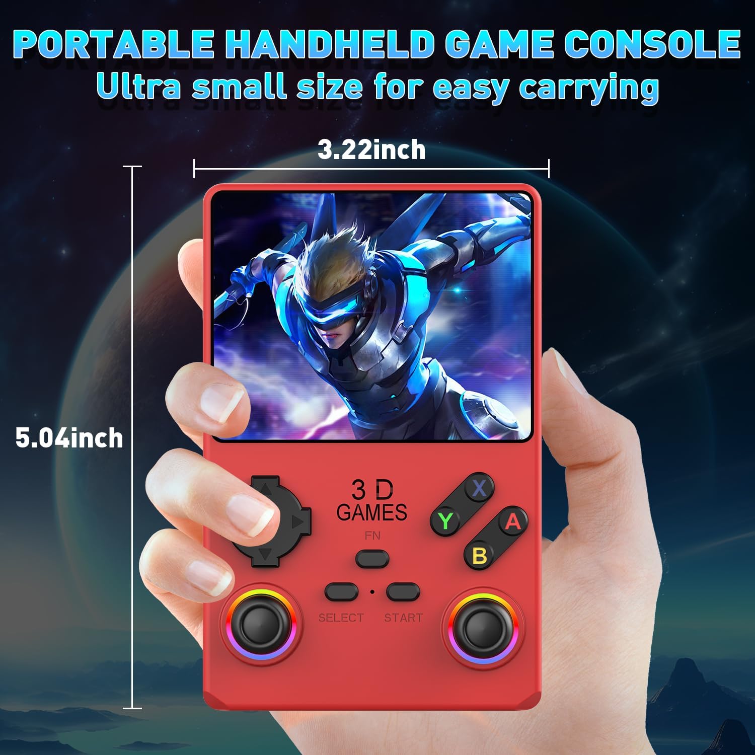 Hugawello R40 PRO Handheld Device, 35000 in 1 high-Definition Gaming mini Retro Video Console, 3.5-inch IPS Screen, 256GB RAM, 45 Built-in emulators, 3800mAh Battery (red 256GB)
