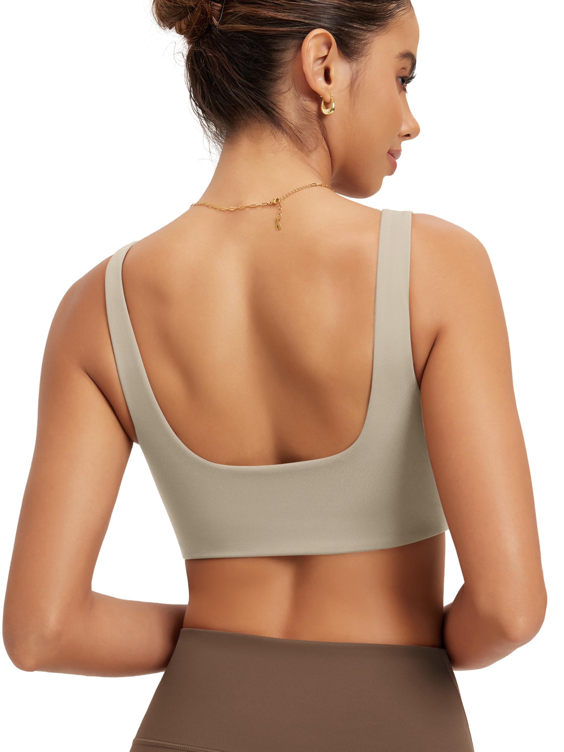 ODODOS Square Neck Sports Bra for Women Wirefree Non Padded Yoga Tank Workout Crop Tops