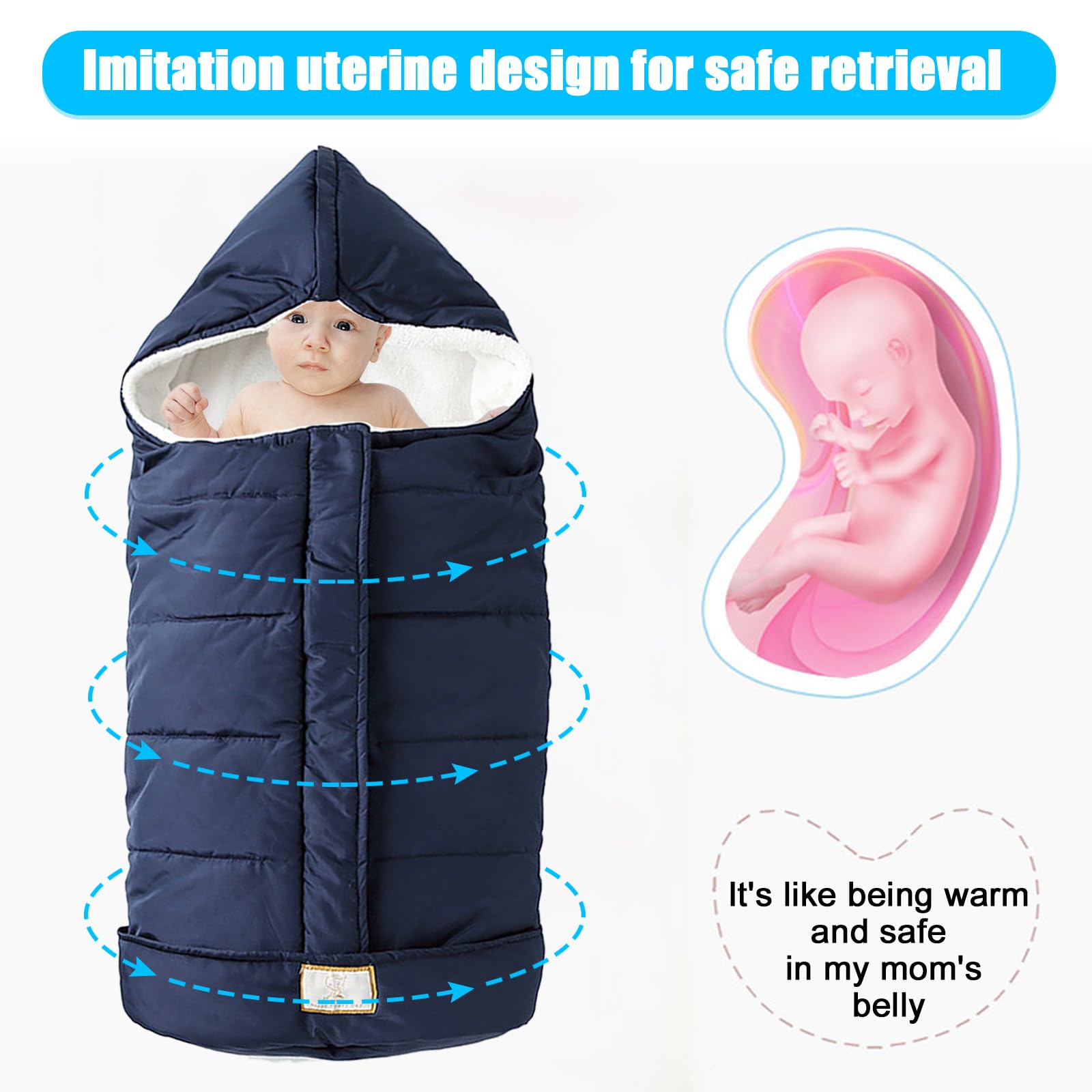 Qooloo Sacco Termico Passeggino Universale, Coprigambe Passeggino, Sacco Termico Passeggino Invernale, Cappuccio, Impermeabile, lavabile