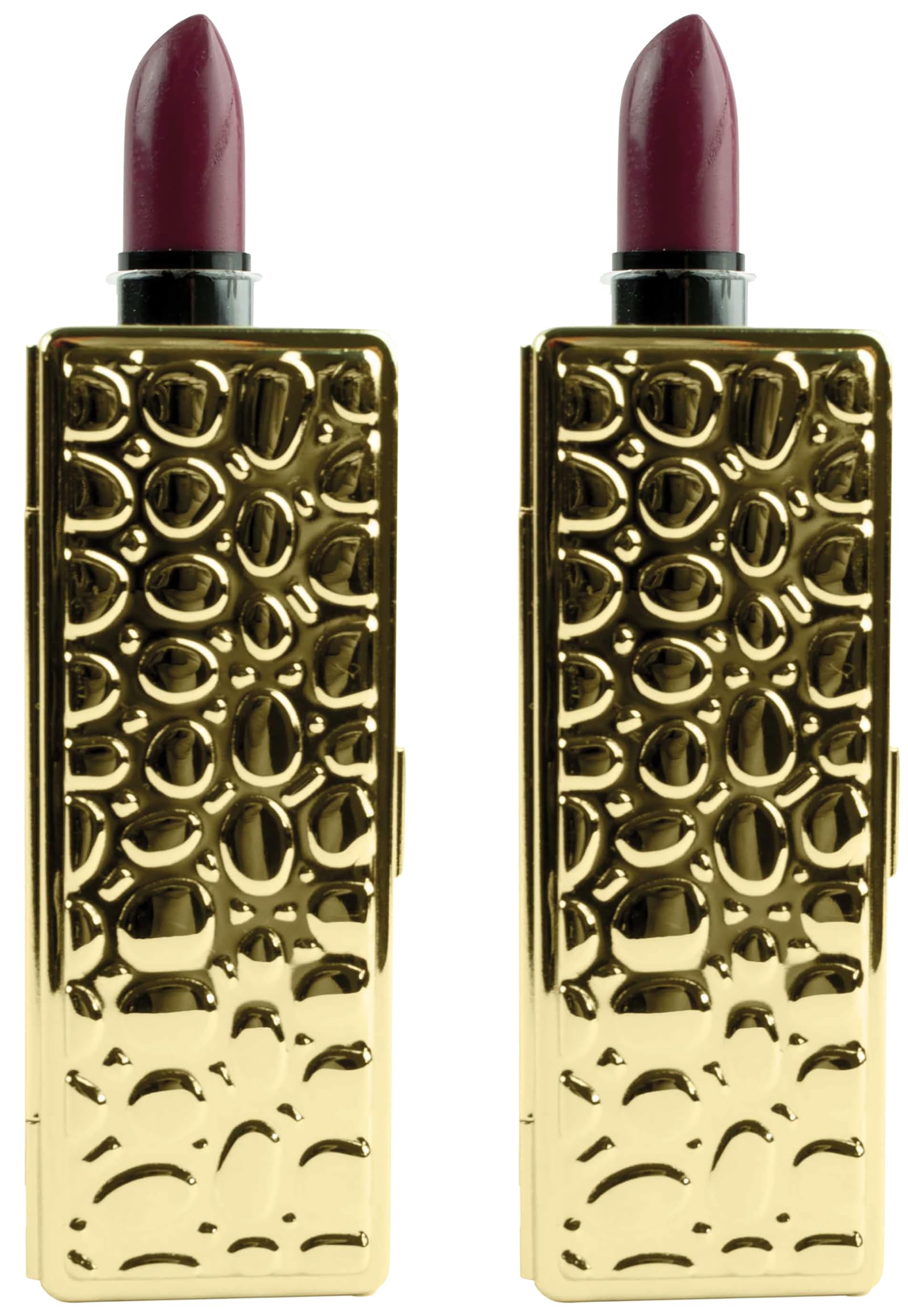 Stephanie Imports Set of 2 Rectangular Vintage Lipstick Cases With Glass Mirror (Gold Drops)