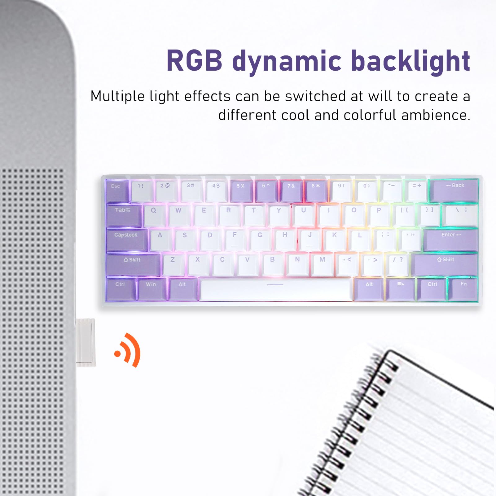 Mechaniczna Klawiatura do Gier 60%, Przenośna Kompaktowa Klawiatura Mechaniczna z 61 Klawiszami, Klawiatura Tri Mode 2.4G BT3.0 5.0 USB C, Klawiatura do Gier RGB na PC, Niebieski