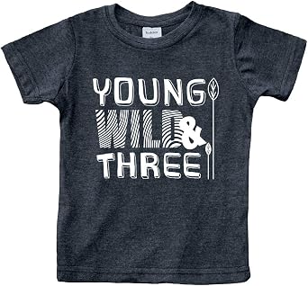 Young Wild and Three Boy 3rd Birthday Outfit Toddler Shirt 3 Year Old Boys Third Party Tshirt
