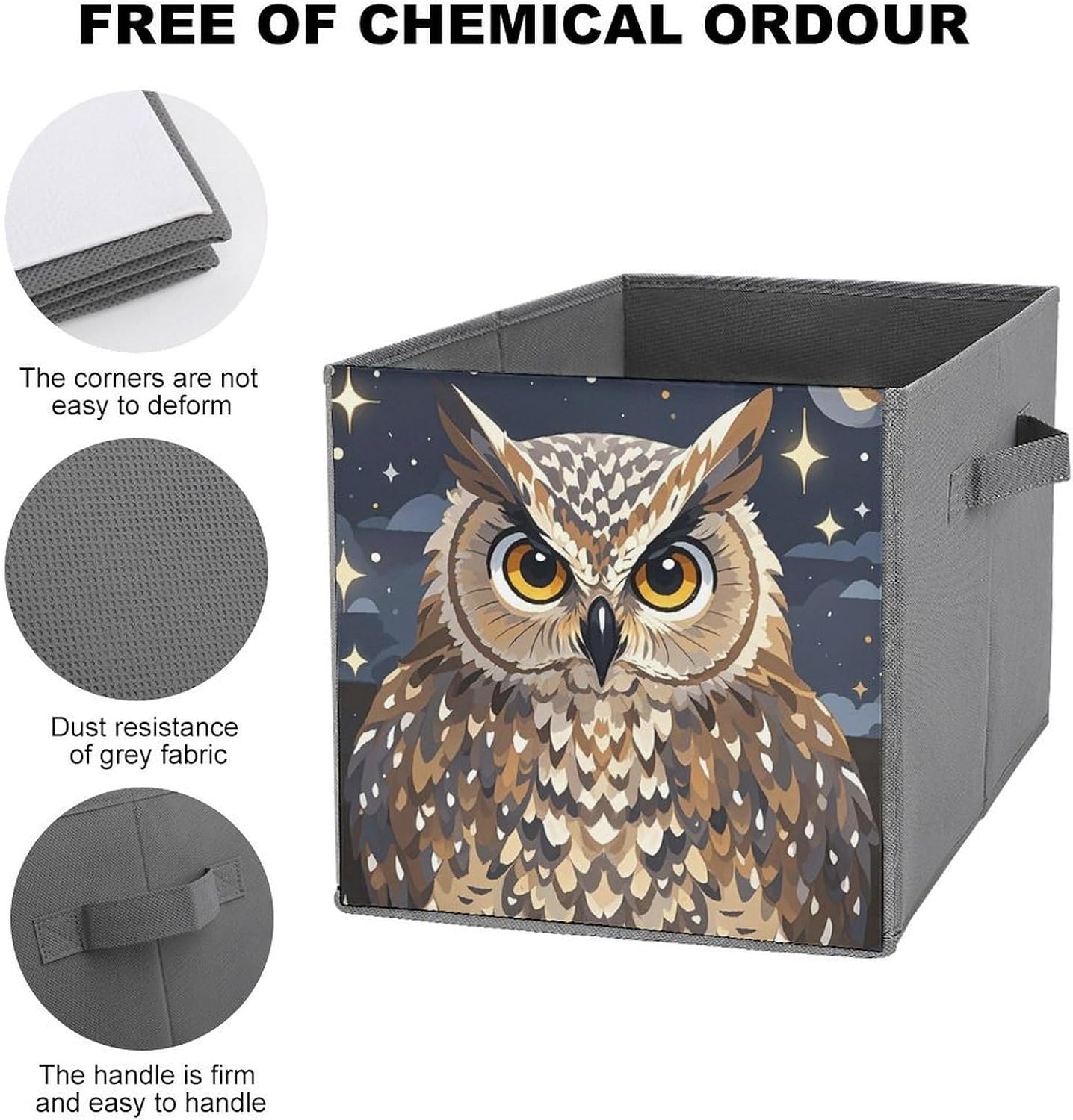 Folding Storage Bins Oxford Fabric Clothes Storage Boxes with Handles | Owl Pattern Cube Organizer, Easy to Store, Multi Functional Cube Storage Organizer for Office Bedroom