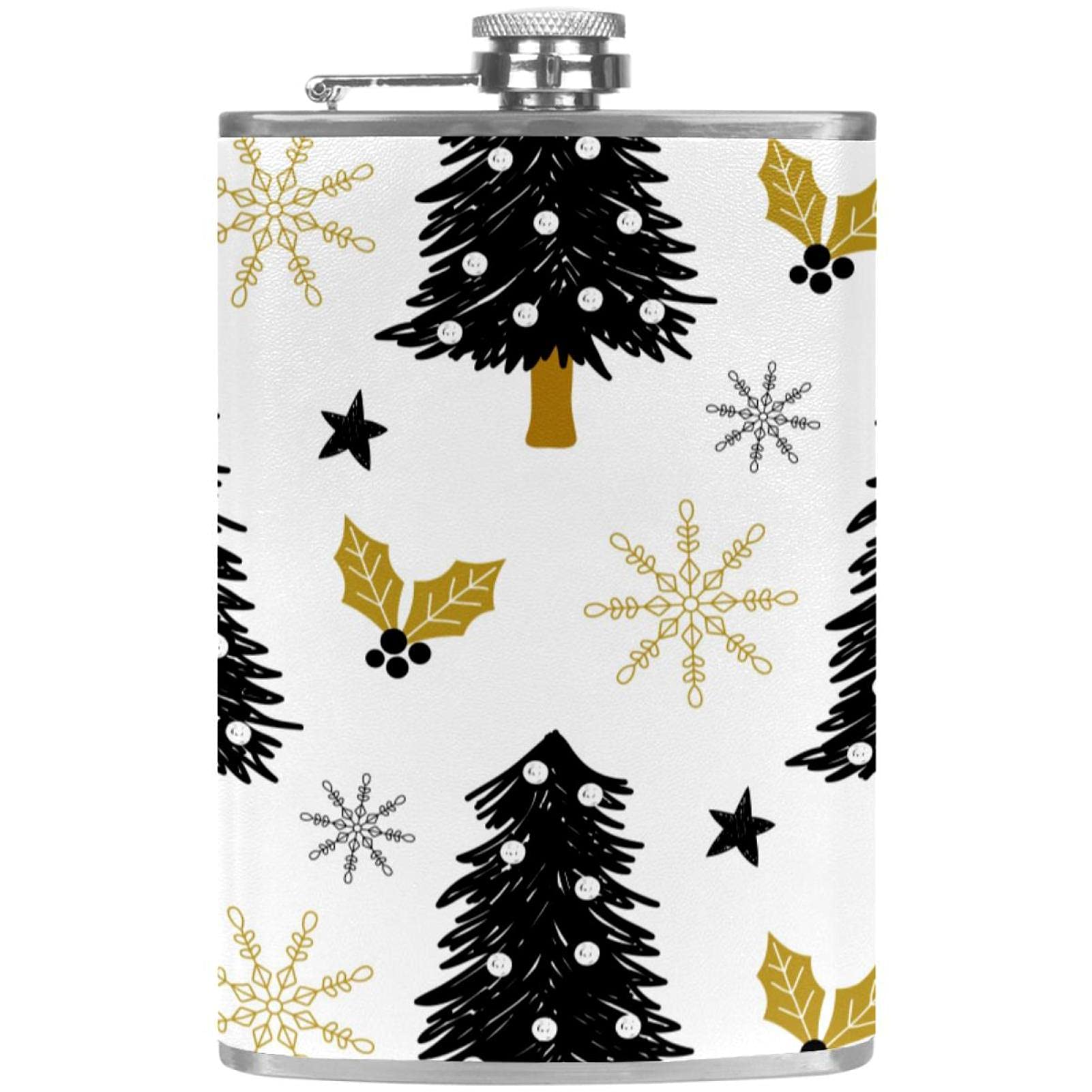 Flasque pour liqueur en acier inoxydable gravé avec motif de Noël élégant
