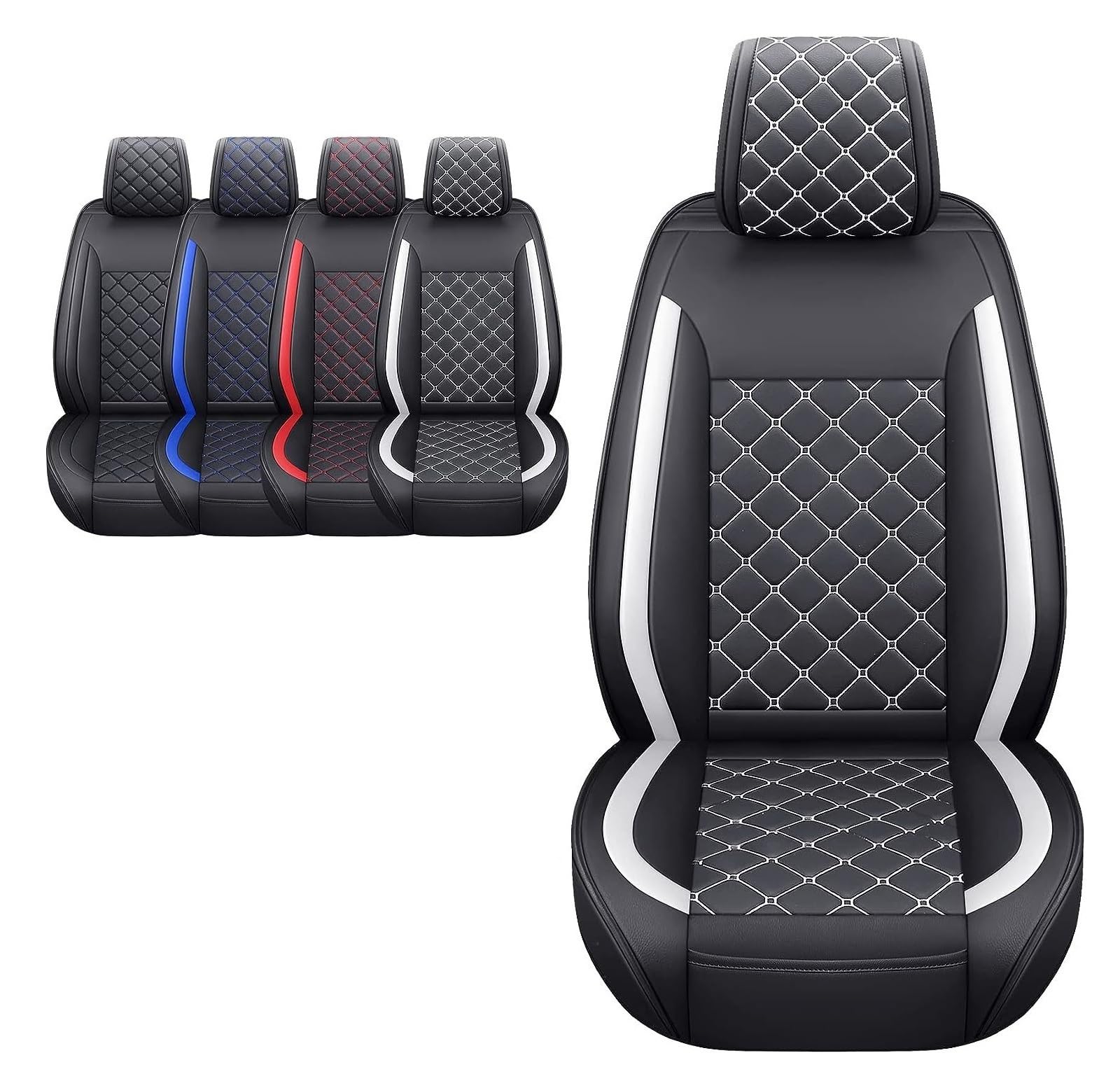 Coussin de siège en cuir Wittsy noir et blanc pour confort voiture et soulagement des hanches