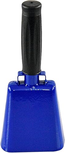 HOME-X Campana de hierro mediana de 8 pulgadas con mango resistente, campana de animación, eventos deportivos, azul, 8 pulgadas de largo x 3